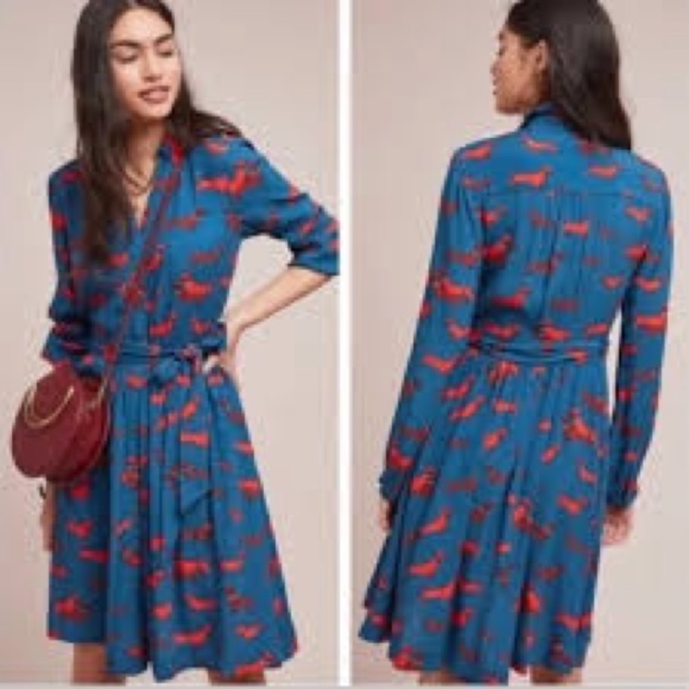 Anthropologie 33 of 52 Conversations Dachshund Dress Size 6